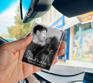 Personalized Photo Car Visor Clip Gift for Him, Custom Drive Safe Couple Photo Clip, Valentines Gift for Boyfriend or Husband