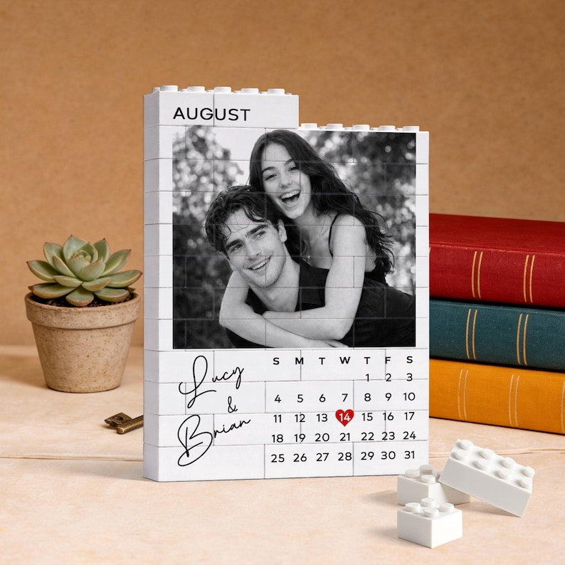 Custom Photo Building Blocks for Couples, Calendar Block Valentines Day Gift, Gamer Boyfriend Valentine Gifts, Couple Gift, Anniversary Gift
