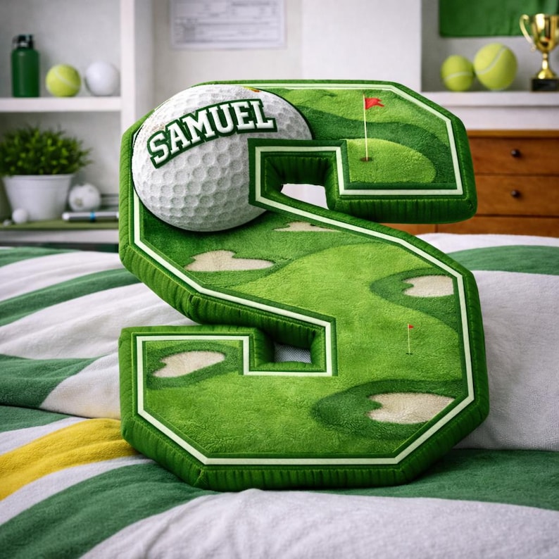 Personalized Golf Letter Pillow | Custom Name Plush Cushion