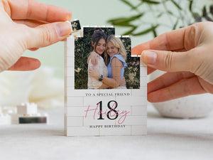 Personalised 18th Birthday Gifts for Him Gift For Her, Photo Building Block Keepsake for Son or Boy, Milestone Birthday Memory Gift