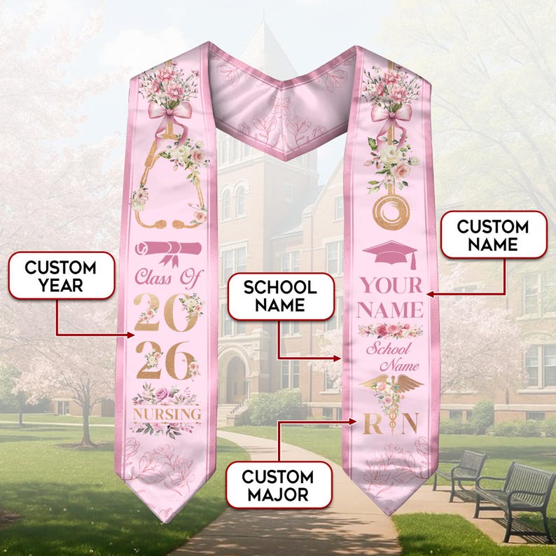 Customized Nursing Stole, Nursing Graduation Stole, RN Stole Nursing Stole Graduation 2026, Nursing Graduation, Nursing Stole Graduate 2026
