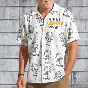 Personalized Grandpa Hawaiian Shirt, Papa Shirt With Grandkid Name, This Grandpa Belong To, Father's Day Gift, Grandpa Dad Birthday Giftt