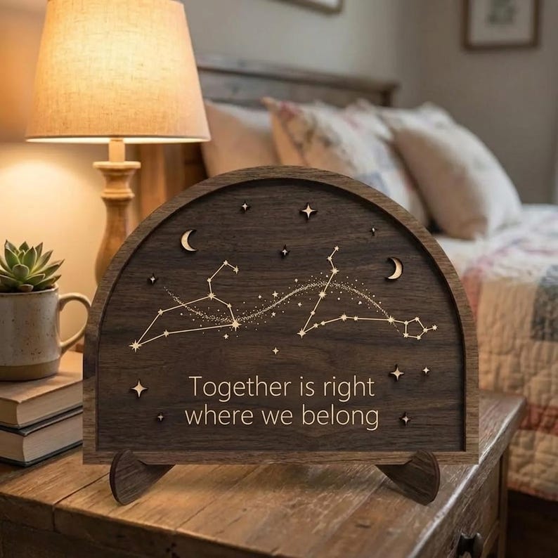 Custom Star Constellation Wooden Sign Together Is Right Where We Belong Gift For Her Him Anniversary Wedding Decor Celestial Wall Art