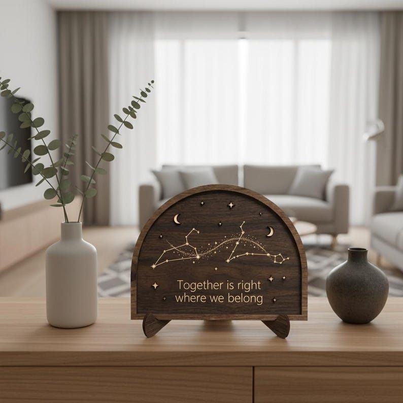 Custom Star Constellation Wooden Sign Together Is Right Where We Belong Gift For Her Him Anniversary Wedding Decor Celestial Wall Art