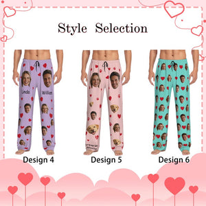 Custom Face Pajamas Pants for Couples, Personalized Couple Photo Pajama, Pajama pants Party Valentine's Day gifts, Funny Face Pajama Pants
