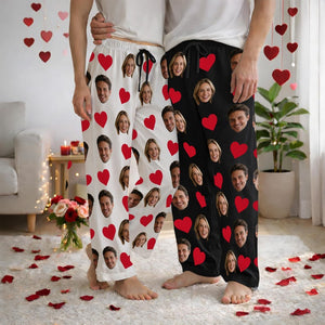 Custom Face Pajamas Pants for Couples, Personalized Couple Photo Pajama, Pajama pants Party Valentine's Day gifts, Funny Face Pajama Pants