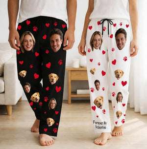 Custom Face Pajamas Pants for Couples, Personalized Couple Photo Pajama, Pajama pants Party Valentine's Day gifts, Funny Face Pajama Pants