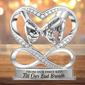 From Our First Kiss Till Our Last Breath - Personalized Holding Hands Couple Acrylic Plaque,Romantic Valentine Gift,Anniversary Wedding Gift