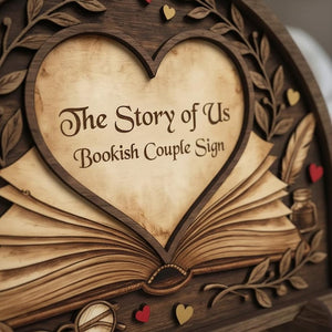 Custom Book Lover Sign The Story Of Us Wooden Art For Bookish Couples Anniversary Gift For Bibliophiles Library Wall Decor Literary Wedding