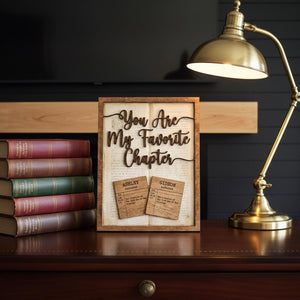 Personalized Anniversary Gift For Book Lovers You Are My Favorite Chapter Wooden Wall Art Custom Library Card Sign Wedding Gift For Couple