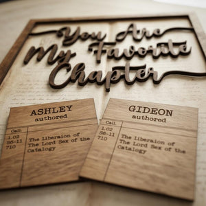 Personalized Anniversary Gift For Book Lovers You Are My Favorite Chapter Wooden Wall Art Custom Library Card Sign Wedding Gift For Couple