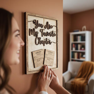 Personalized Anniversary Gift For Book Lovers You Are My Favorite Chapter Wooden Wall Art Custom Library Card Sign Wedding Gift For Couple