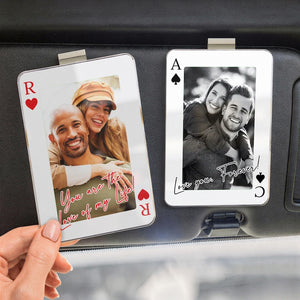 Personalized Couple Photo Car Visor Clip, Drive Safe I Love You, Valentines Gift for Him, Couple Playing Card Visor Clip Gifts for Boyfriend