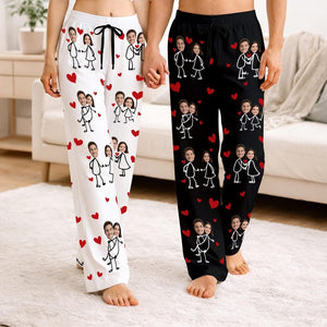 Custom Face Pajamas Pants for Couples, Personalized Couple Photo Pajama, Pajama pants Party Valentine's Day gifts, Funny Face Pajama Pants