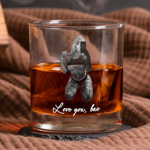 Laser Engraved Glass With Spicy Photo For Him Husband Boyfriend, Personalized Whiskey Glass With Photo, Custom Valentine Anniversary Gift