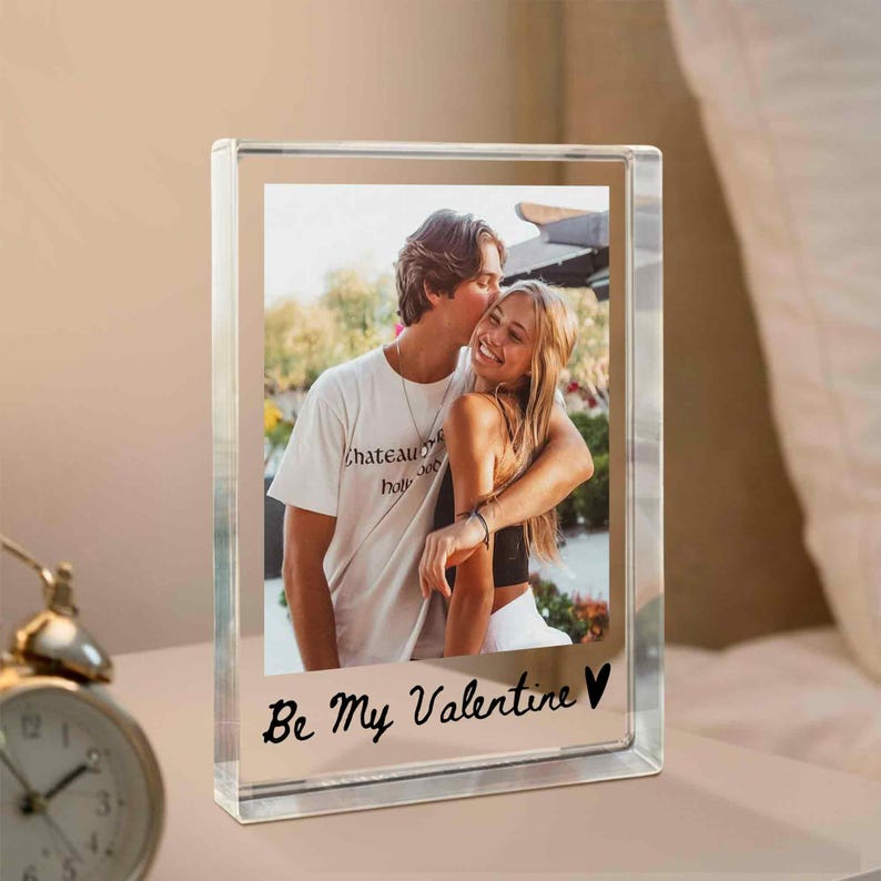 Personalized Couple Photo Acrylic Block Plaque, Custom Picture Acrylic Display, Valentines Day Gift For Him, Her, Couple Photo Frame