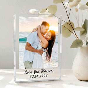 Personalized Couple Photo Acrylic Block Plaque, Custom Picture Acrylic Display, Valentines Day Gift For Him, Her, Couple Photo Frame