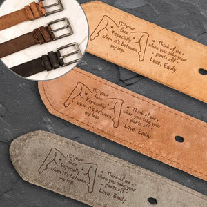 Personalized Naughty Cowhide Belt: Engraved Name Belt Gift for Him, Romantic Keepsake