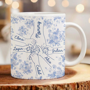 Personalised Holding Mom's Hand Mug, Custom Mothers Day Gift, Grandma Mug Gifts