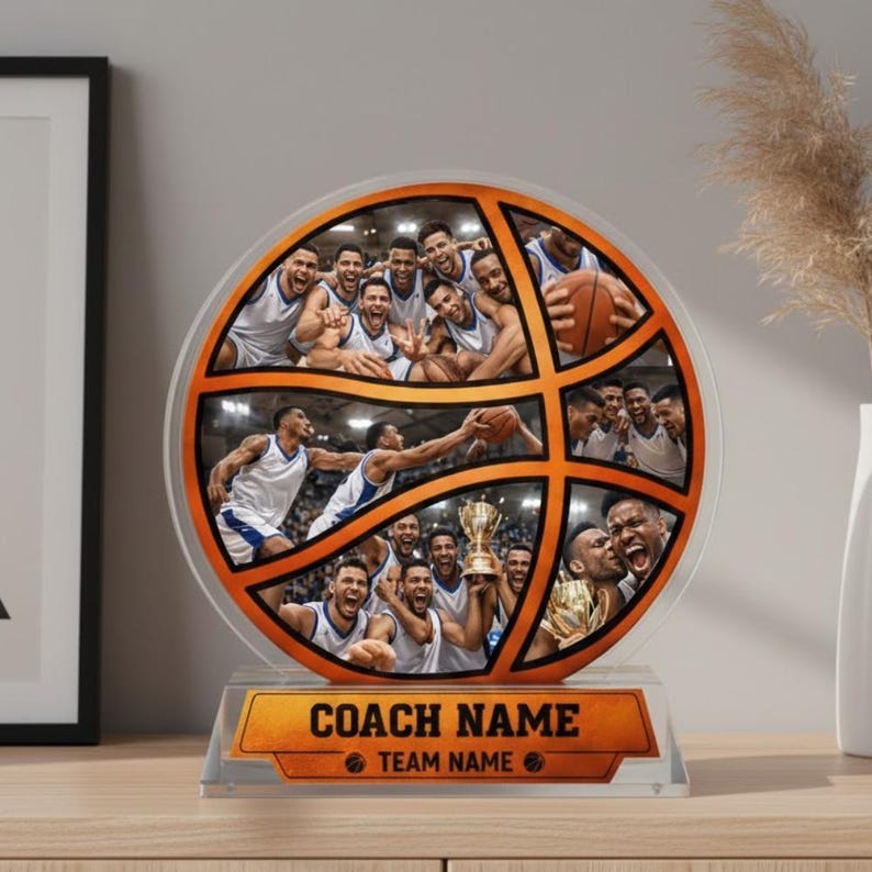 Personalized Basketball Coach Gift Custom Photo Acrylic Plaque Team Appreciation Trophy
