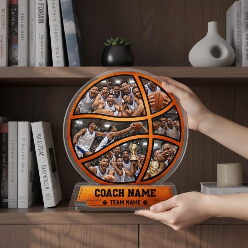 Personalized Basketball Coach Gift Custom Photo Acrylic Plaque Team Appreciation Trophy