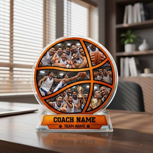 Personalized Basketball Coach Gift Custom Photo Acrylic Plaque Team Appreciation Trophy