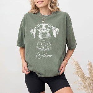 Custom Pet T Shirt with Pet Photo +Name, Personalized Pet Portrait Sweater, Custom Dog Cat Graphic Tee, Custom Pet Art Shirt, Pet Lover Gift
