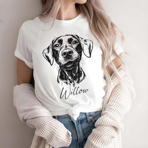 Custom Pet T Shirt with Pet Photo +Name, Personalized Pet Portrait Sweater, Custom Dog Cat Graphic Tee, Custom Pet Art Shirt, Pet Lover Gift