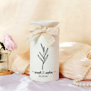 Custom Wedding Gifts Flower Vase, Personalized Engaged Vase, New Engaged Couple Gift, Wedding Gift for Newlyweds, Engagement Date