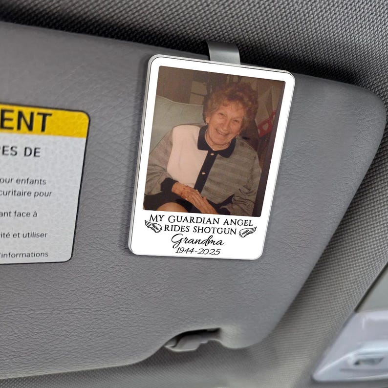 Personalized Memorial Photo Car Visor Clip: Loss Of Mom Gift, Guardian Angel Keepsake Gift, Sympathy Gift For Loss Of Loved Ones