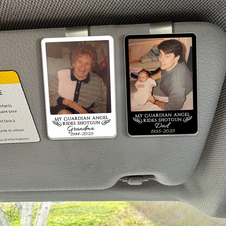 Personalized Memorial Photo Car Visor Clip: Loss Of Mom Gift, Guardian Angel Keepsake Gift, Sympathy Gift For Loss Of Loved Ones