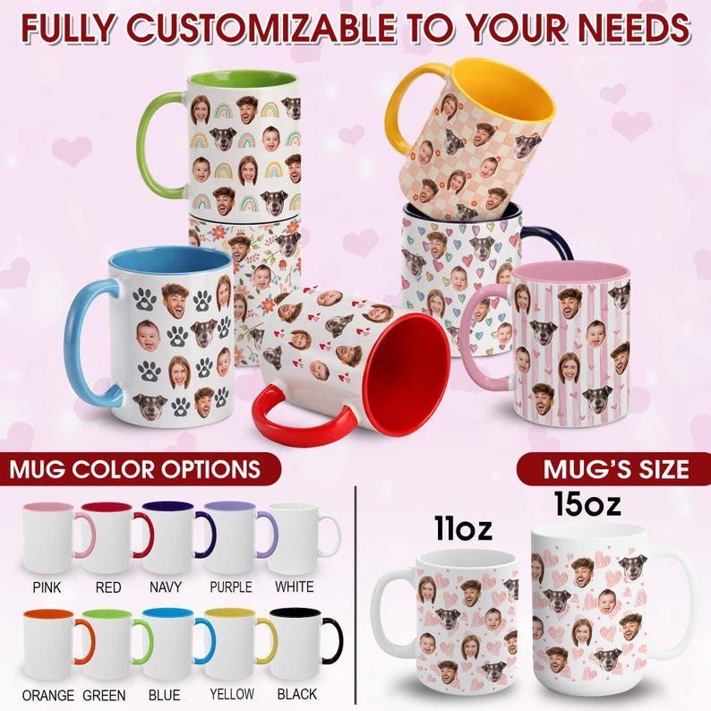 Custom Photo Mug with Faces for Family Friend Couple Pet Lovers, Personalized Cup with Photo, Custom Mug Photo, Custom Coffee Cup