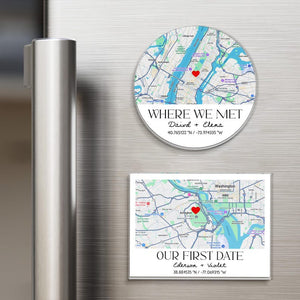 Personalized Where We Met Magnet, First Date Keepsake Gift, Anniversary Gift, Location Map Fridge Magnet, Gift For Boyfriend, Where It Began
