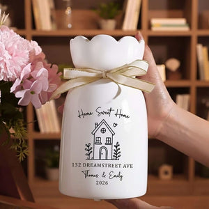 Personalised First Home Gift, Custom Flower Vase for New Home Occasion, Housewarming Gift For Couple, Moving In Gift for Friend, Owners Gift