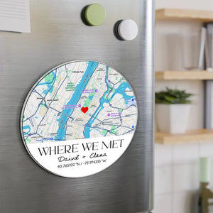 Personalized Where We Met Magnet, First Date Keepsake Gift, Anniversary Gift, Location Map Fridge Magnet, Gift For Boyfriend, Where It Began