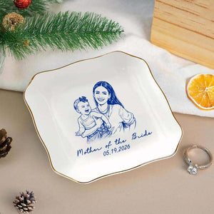 Custom Photo Mother of The Groom Jewelry Dish, Love you Mom Tray, Mother of the Bride Gift, Wedding Day