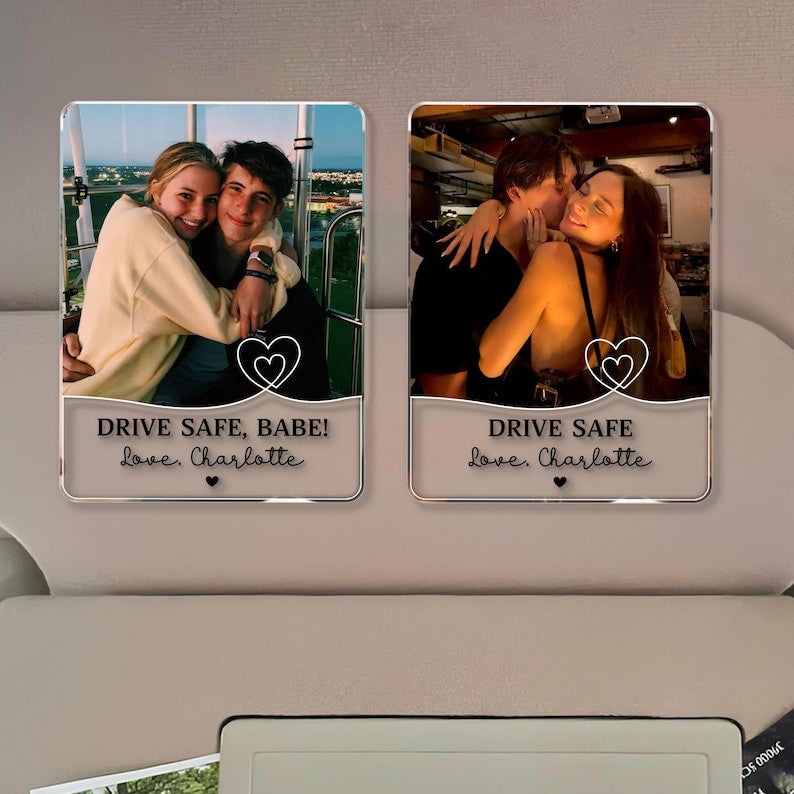 Personalized Couple Photo Car Visor Clip, Valentines Gift For Him, Drive Safe I Love You, Anniversary Gifts For Boyfriend, Drive Safe Gift