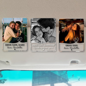 Personalized Couple Photo Car Visor Clip, Valentines Gift For Him, Drive Safe I Love You, Anniversary Gifts For Boyfriend, Drive Safe Gift