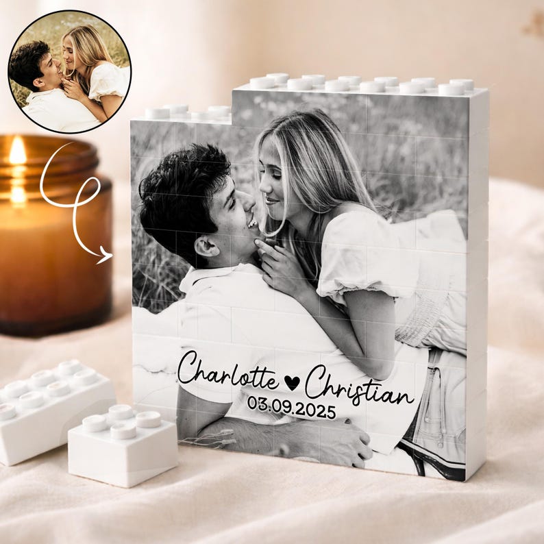 Custom Photo Building Block, Valentine's Day Gift for Him, Gamer Boyfriend Valentines Gift, Custom Photo Couple Gift, Anniversary Gift