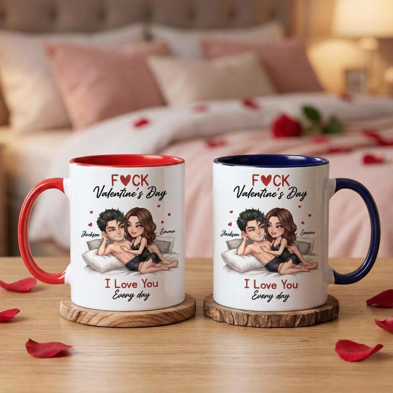 Custom F*ck Valentine's Day Accent Mug, I Love You Every Day Coffee Cup, Couple Matching Mug, Romantic Gift, Anniversary Gift, Gift For Her