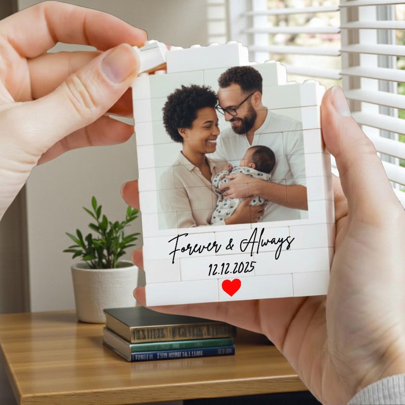Custom Photo Building Block Heart: Personalized Valentine's Gift or Anniversary Keepsake