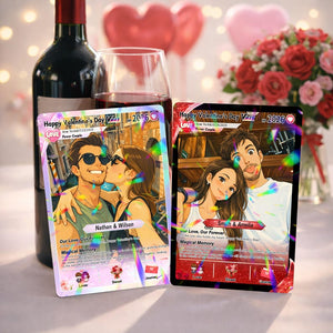 Personalized Poke Valentine s Day Card, Custom Photo Anime Couple Card, Wedding & Anniversary Gift for Him Her, Boyfriend Gift