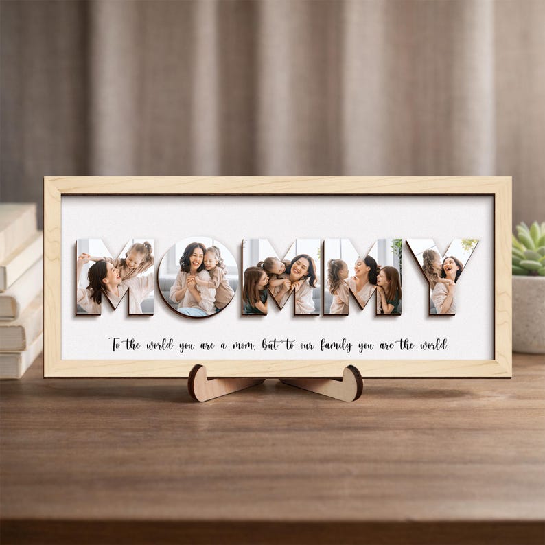 Personalized Mom Pictures Frame Gift, Photo Sign for Mom, Mother's Day Gift, Mom Custom Photo Wood Sign, Mom Gift, Grandma Gift,Gift for Her