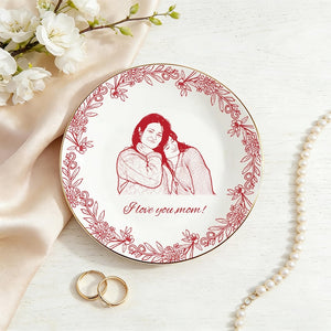 Personalized Ceramic Photo Jewelry Dish, Family Photo Ring Dish, Personalized Portrait Trinket Tray, Gifts for Mom, Nanny, Family Gift