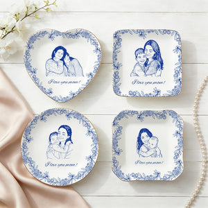 Personalized Ceramic Mom Photo Jewelry Dish, Family Photo Ring Dish, Personalized Portrait Trinket Tray, Gifts for Mom, Nanny, Family Gift Mother's Day Gift