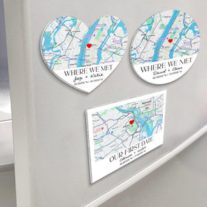Personalized Where We Met Magnet, First Date Keepsake Gift, Anniversary Gift, Location Map Fridge Magnet, Gift For Boyfriend, Where It Began