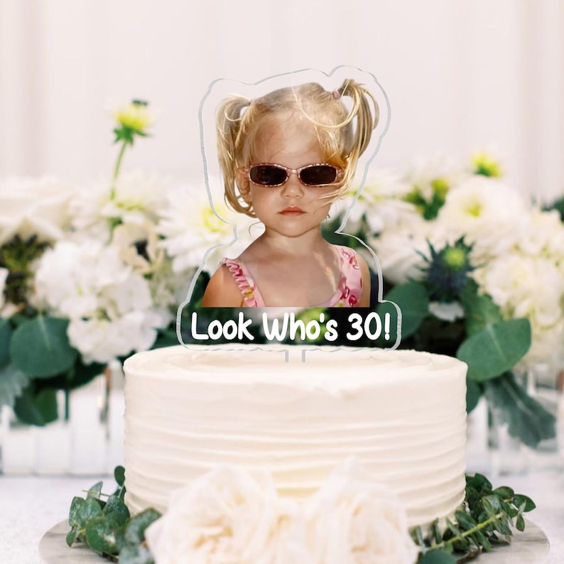 Personalized 30th Birthday Cake Topper, Custom Photo Cake Topper, 21st 30th 40th Birthday Party Decoration, 30th Birthday Gift