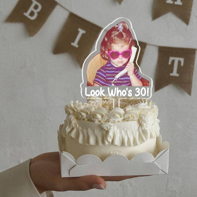 Personalized 30th Birthday Cake Topper, Custom Photo Cake Topper, 21st 30th 40th Birthday Party Decoration, 30th Birthday Gift