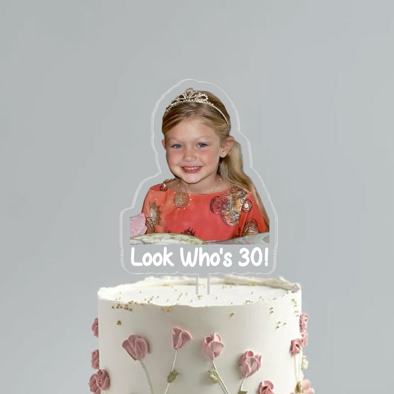 Personalized 30th Birthday Cake Topper, Custom Photo Cake Topper, 21st 30th 40th Birthday Party Decoration, 30th Birthday Gift