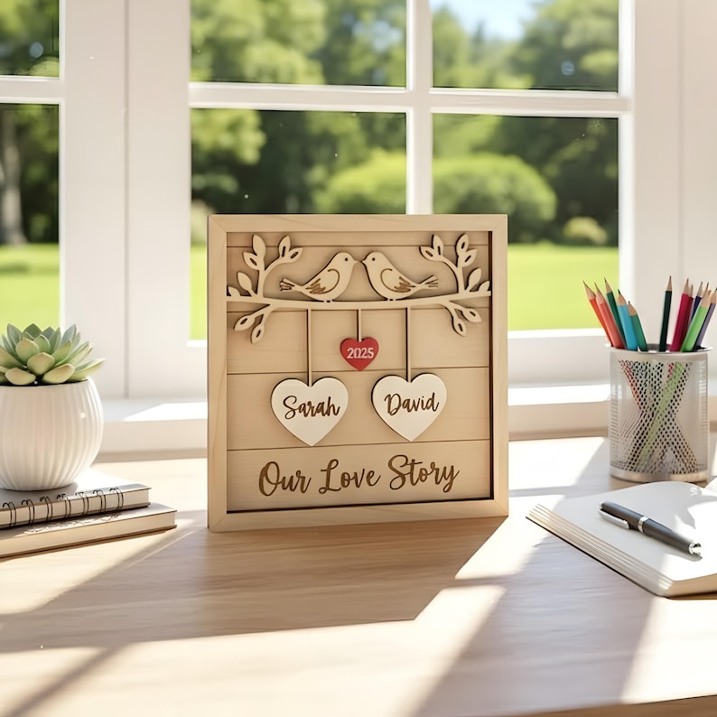 Personalized Wooden Sign, Couple Heart Decor, Valentine's Day Gift, Anniversary Gift, Gifts for Lover, Couple Decor, Couple Names Custom